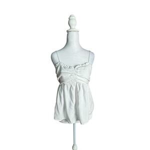 Love Tree Womens White Sweethwart Babydoll Cami Peplum Tank Top Coquette Medium